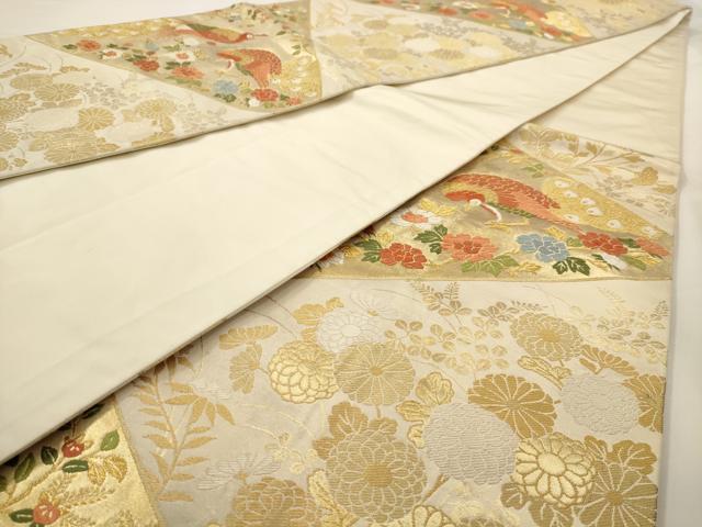 平和屋着物◎六通柄袋帯 唐織 孔雀花文 金糸 正絹 逸品 AAAV9726dt