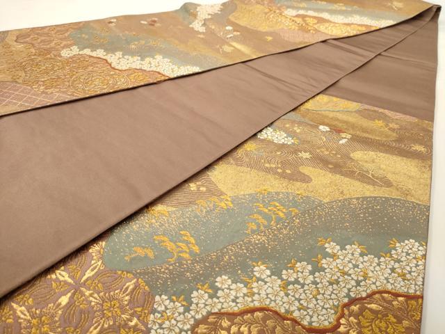 平和屋着物◎六通柄袋帯 唐織 更紗花文 金糸 正絹 逸品 AAAV9729dt
