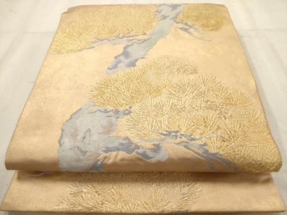平和屋着物◎六通柄袋帯 唐織 枝松文 金糸 引箔 正絹 逸品 AAAV9740dt