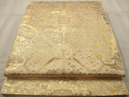 平和屋着物◎六通柄袋帯 正倉院花文 金糸 正絹 逸品 AAAV9749dt