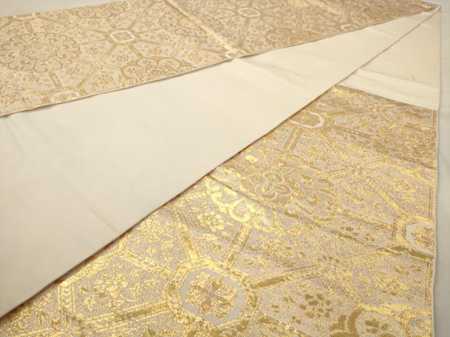 平和屋着物◎六通柄袋帯 正倉院花文 金糸 正絹 逸品 AAAV9749dt
