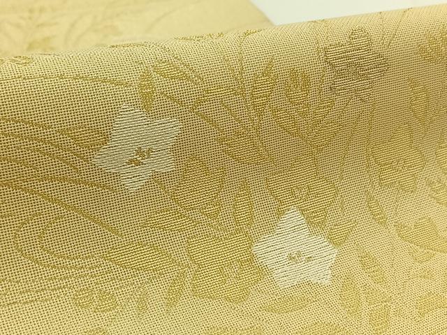 平和屋着物＊夏物　六通柄袋帯　流水草花文　金糸　正絹　逸品　AAAV9778jh