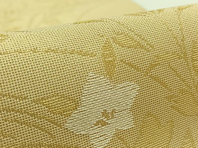 平和屋着物＊夏物　六通柄袋帯　流水草花文　金糸　正絹　逸品　AAAV9778jh