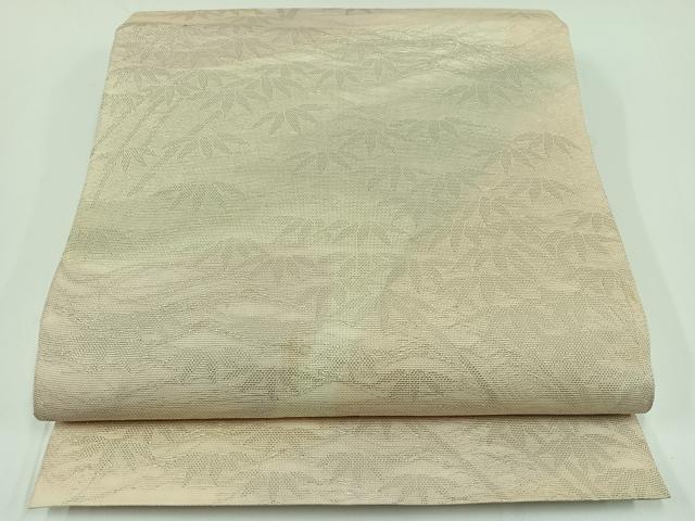 平和屋着物＊夏物 六通柄 本袋帯 笹竹文 銀糸 正絹 逸品 AAAV9782jh