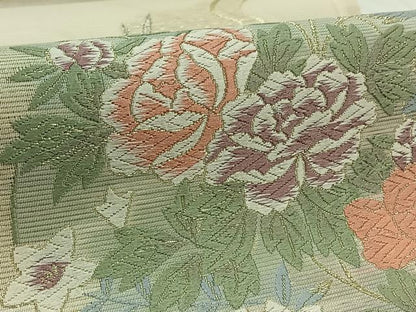 平和屋着物＊夏物　六通柄袋帯　唐織　流水花文　金糸　正絹　逸品　AAAV9786jh