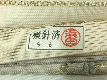 平和屋着物＊夏物　六通柄袋帯　唐織　流水花文　金糸　正絹　逸品　AAAV9786jh