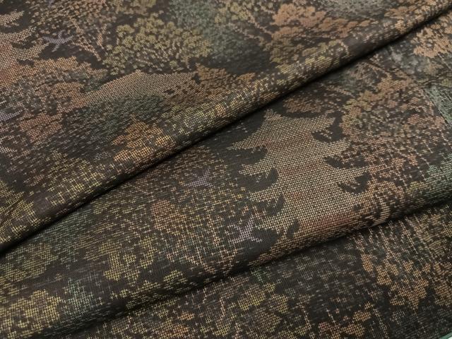 平和屋着物●本場大島紬 9マルキ 風景樹林文 正絹 逸品 AAAW0004ph