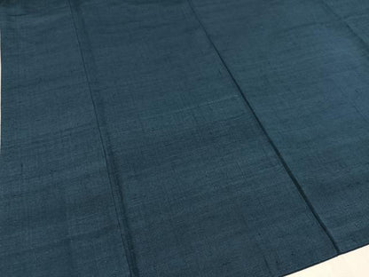 平和屋着物●男性 紬 色無地 青藍色 正絹 逸品 AAAW0007ph