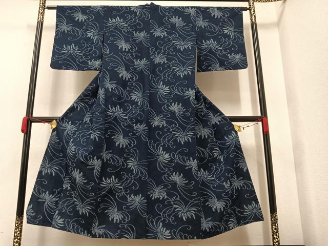 平和屋着物▽久留米絣　単衣　舞花文　綿　逸品　AAAW0013ph