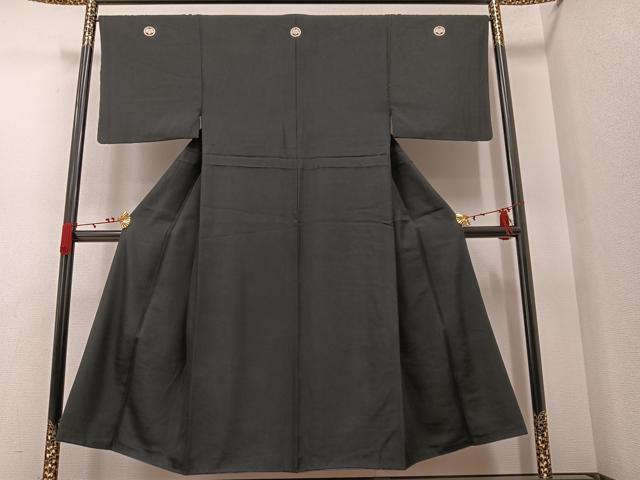 平和屋着物●男性 黒紋付 羽織セット 正絹 逸品 AAAW0020ph
