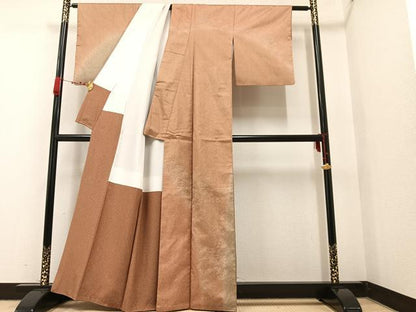 平和屋着物●本場染大島紬 訪問着 草花文 暈し染め 正絹 逸品 AAAW0025ph