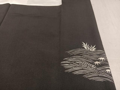 平和屋着物●銀座きしや　訪問着　駒刺繍　立波花筏文　金彩　正絹　逸品　AAAW0033ph