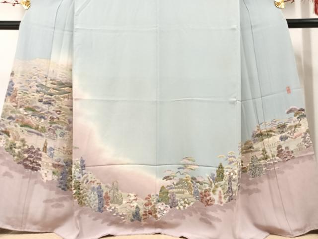 平和屋着物●訪問着 作家物 風景草木文 暈し染め 金彩 正絹 逸品 AAAW0045ph