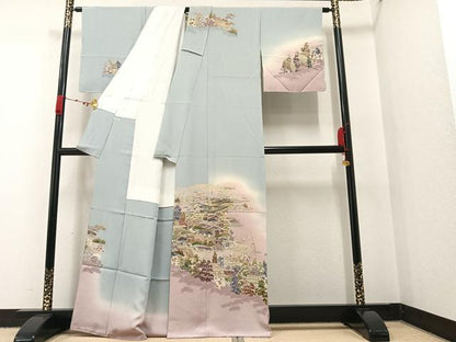 平和屋着物●訪問着 作家物 風景草木文 暈し染め 金彩 正絹 逸品 AAAW0045ph