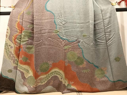 平和屋着物●訪問着 草花文 金彩 正絹 逸品 AAAW0050ph