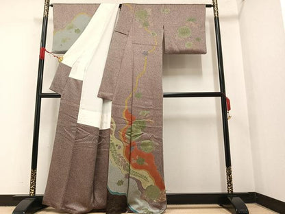 平和屋着物●訪問着 草花文 金彩 正絹 逸品 AAAW0050ph