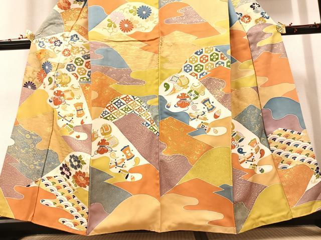 平和屋着物●訪問着 駒刺繍 吉祥花宝尽くし 金彩 正絹 逸品 AAAW0055ph