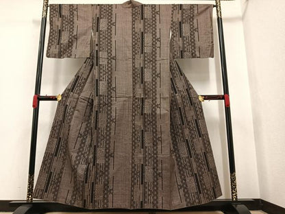 平和屋着物●本場大島紬　7マルキ　麻の葉花間道　正絹　逸品　AAAW0057ph