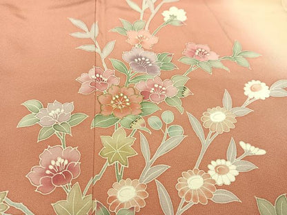 平和屋着物●訪問着 友禅 作家物 枝花文 暈し染め 正絹 逸品 AAAW0064ph