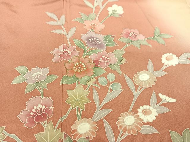 平和屋着物●訪問着 友禅 作家物 枝花文 暈し染め 正絹 逸品 AAAW0064ph