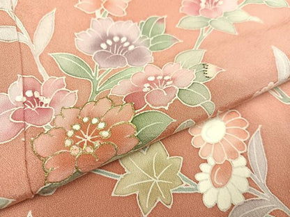平和屋着物●訪問着 友禅 作家物 枝花文 暈し染め 正絹 逸品 AAAW0064ph