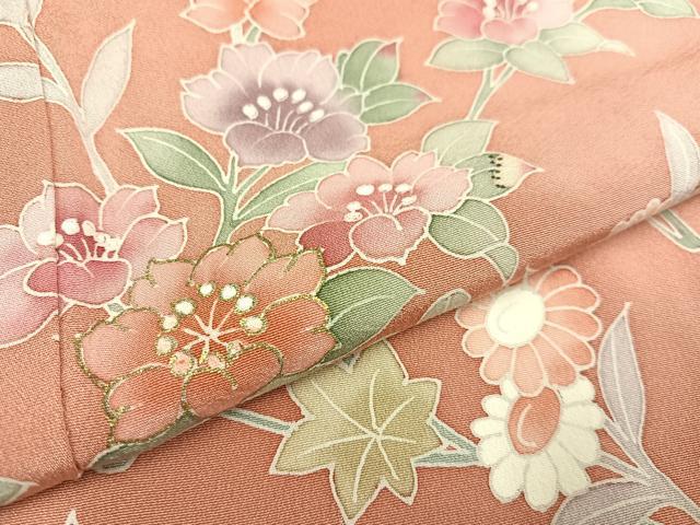 平和屋着物●訪問着 友禅 作家物 枝花文 暈し染め 正絹 逸品 AAAW0064ph