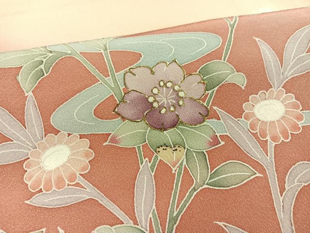平和屋着物●訪問着 友禅 作家物 枝花文 暈し染め 正絹 逸品 AAAW0064ph