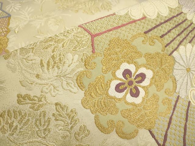 平和屋着物▼六通柄袋帯　御香染　宮むらさき　舞花文　金糸　正絹　逸品　AAAW0494wj