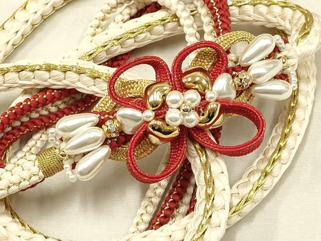 平和屋着物●和装小物　振袖用帯締め　装飾　パール　ラインストーン　金糸　逸品　AAAW1157ay