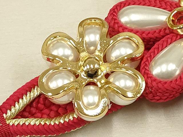 平和屋着物●和装小物　振袖用帯締め　装飾　パール　金糸　撚り房　逸品　AAAW1158ay