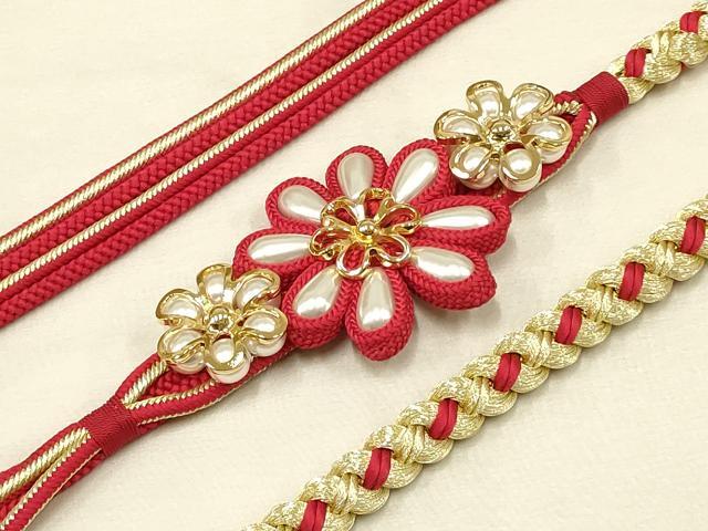 平和屋着物●和装小物　振袖用帯締め　装飾　パール　金糸　撚り房　逸品　AAAW1158ay