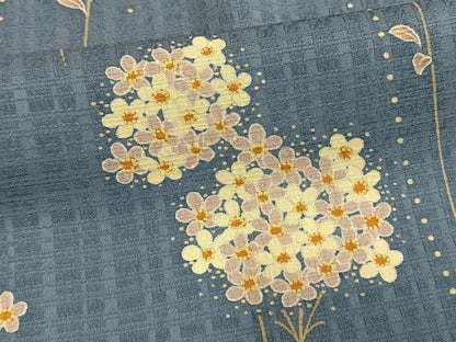 平和屋着物▽上質な小紋 単衣 草花文 正絹 逸品 AAAW1243fy
