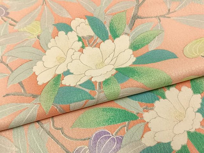 平和屋着物▽上質な小紋 単衣 枝花文 正絹 逸品 AAAW1244fy