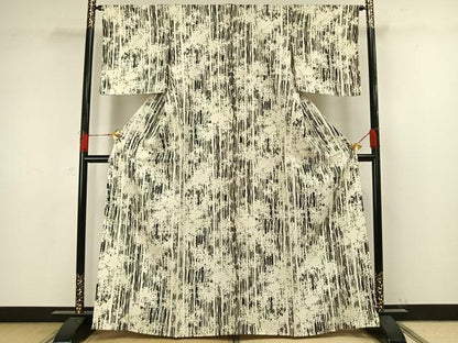 平和屋着物▽上質な小紋 単衣 樹林シルエット 正絹 逸品 AAAW1247fy