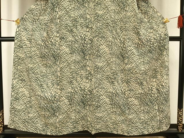 平和屋着物▽訪問着　単衣　型染め　芝草文　三越扱い　正絹　逸品　AAAW1248fy