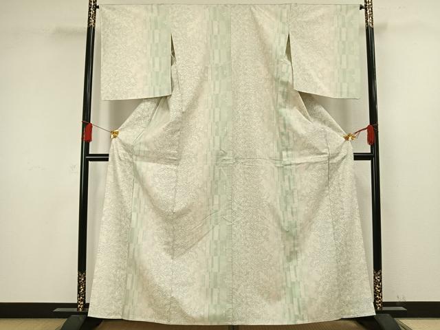 平和屋着物▽上質な紬 単衣 草花文 正絹 逸品 AAAW1249fy