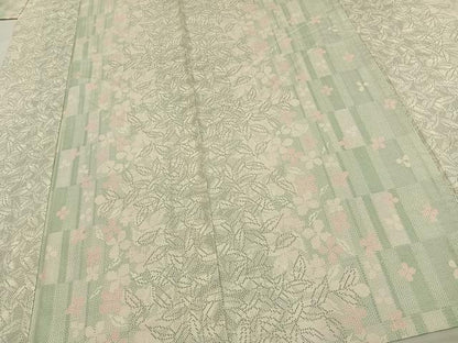 平和屋着物▽上質な紬 単衣 草花文 正絹 逸品 AAAW1249fy