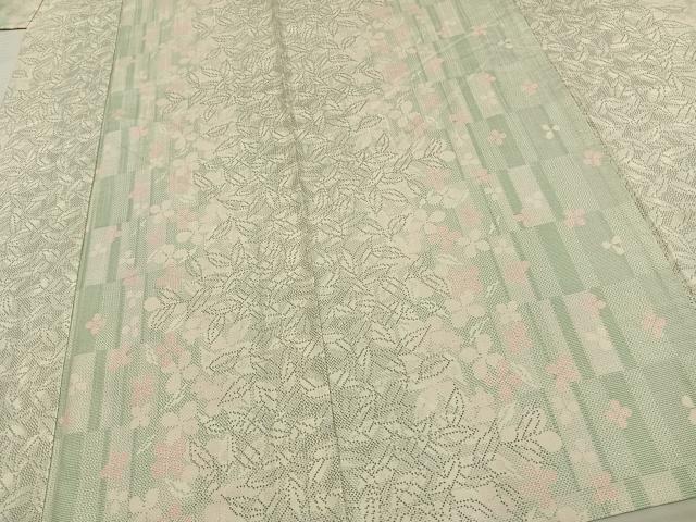 平和屋着物▽上質な紬 単衣 草花文 正絹 逸品 AAAW1249fy
