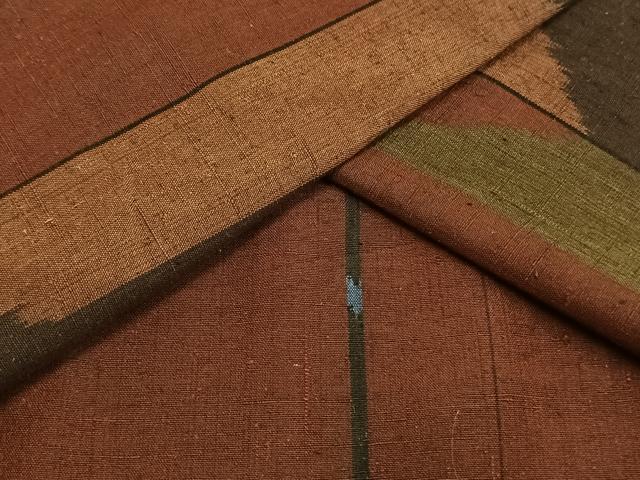平和屋着物▽上質な紬 単衣 間道 正絹 逸品 AAAW1251fy
