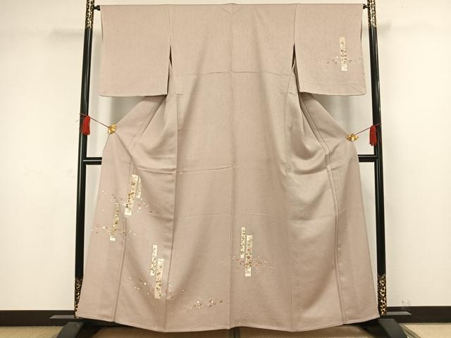 平和屋着物▽訪問着 単衣 駒刺繍 色紙草花文 正絹 逸品 未使用 AAAW1253fy