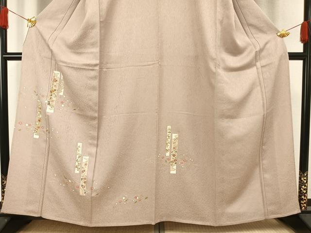 平和屋着物▽訪問着 単衣 駒刺繍 色紙草花文 正絹 逸品 未使用 AAAW1253fy