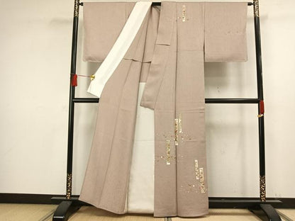 平和屋着物▽訪問着 単衣 駒刺繍 色紙草花文 正絹 逸品 未使用 AAAW1253fy