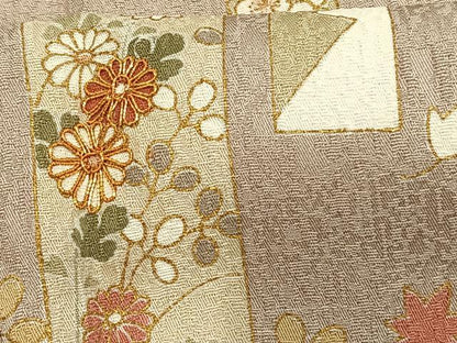 平和屋着物▽訪問着 単衣 駒刺繍 色紙草花文 正絹 逸品 未使用 AAAW1253fy