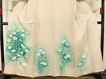 平和屋着物▽訪問着 単衣 手描き 草花文 金彩 正絹 逸品 AAAW1255fy