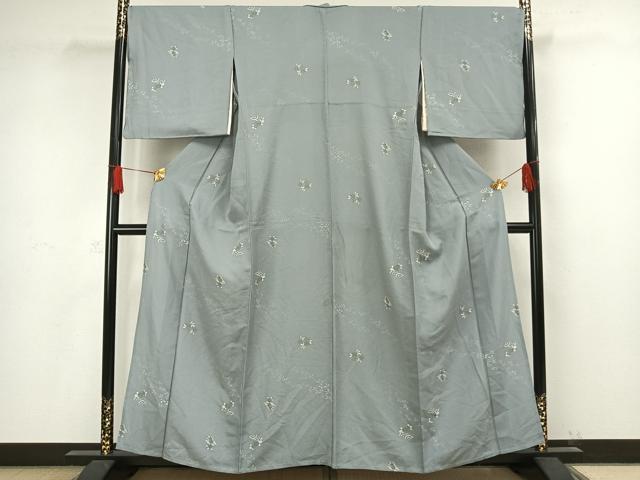 平和屋着物▽上質な小紋 単衣 扇面草花文 正絹 逸品 AAAW1256fy
