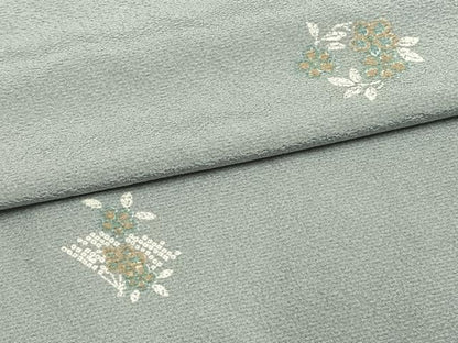 平和屋着物▽上質な小紋 単衣 扇面草花文 正絹 逸品 AAAW1256fy