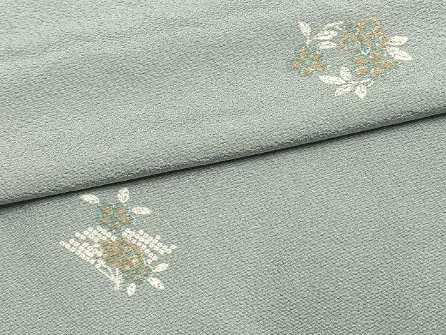 平和屋着物▽上質な小紋 単衣 扇面草花文 正絹 逸品 AAAW1256fy
