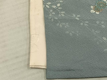 平和屋着物▽上質な小紋 単衣 扇面草花文 正絹 逸品 AAAW1256fy
