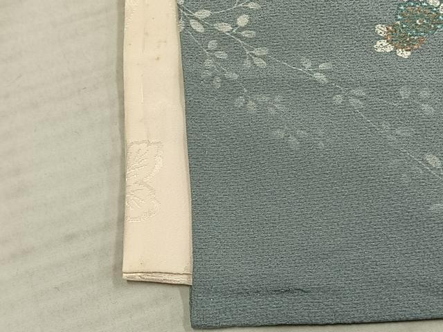 平和屋着物▽上質な小紋 単衣 扇面草花文 正絹 逸品 AAAW1256fy