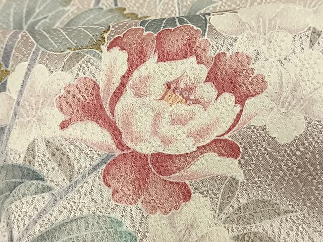 平和屋着物▽訪問着　単衣　草花文　暈し染め　正絹　逸品　AAAW1258fy